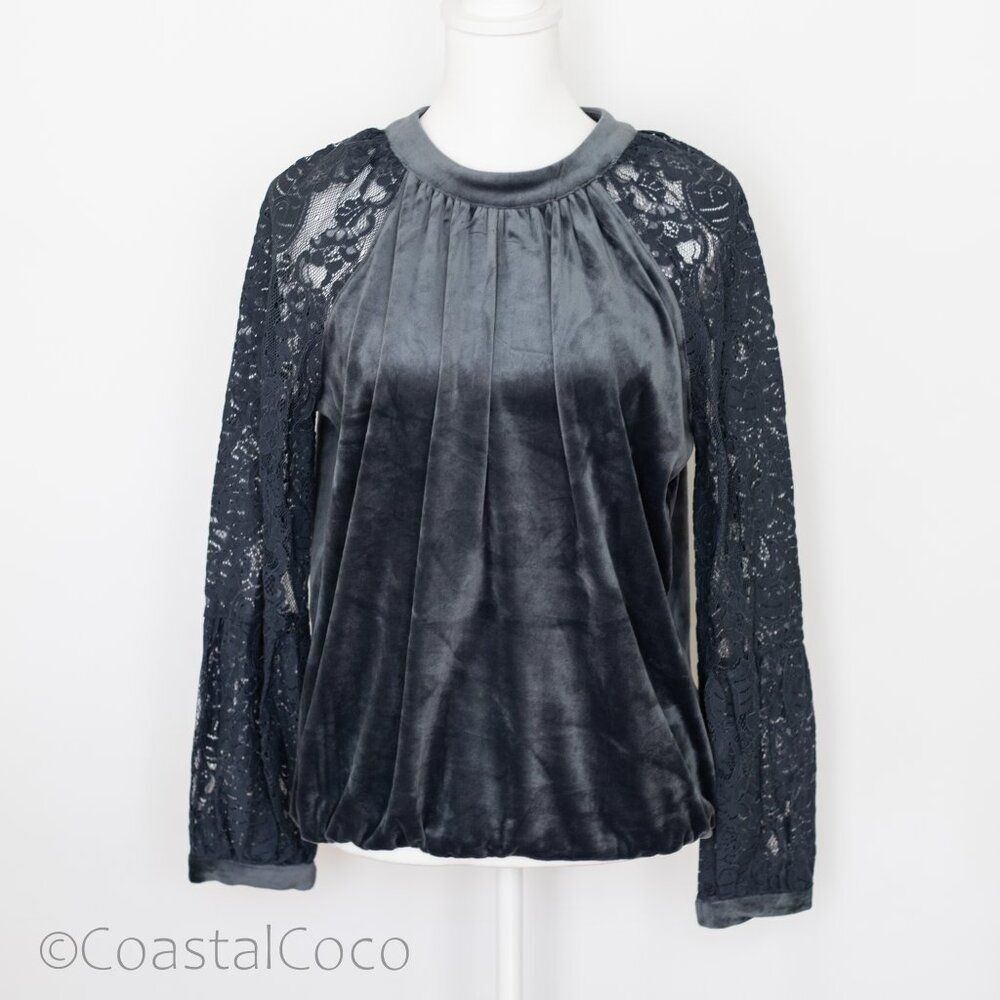 Good Hart by Matilda JaneLace Velour Top M Dark Gray Soft Velvet Soft Whimsy